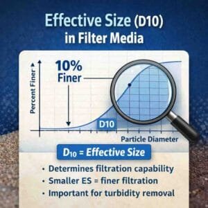 Effective Size D10 filter media particle size distribution diagram