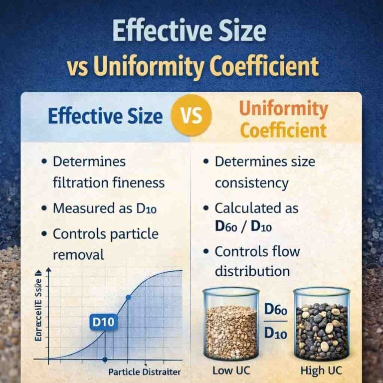 Sample Uniformity Effective Size vs Uniformity Coefficient in Filter Media ES vs UC