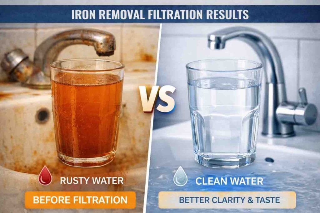 iron removal before after water filtration