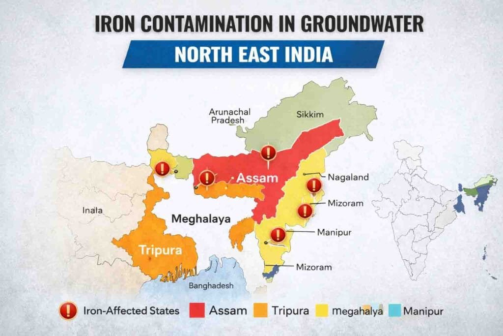 iron contamination groundwater north east india map