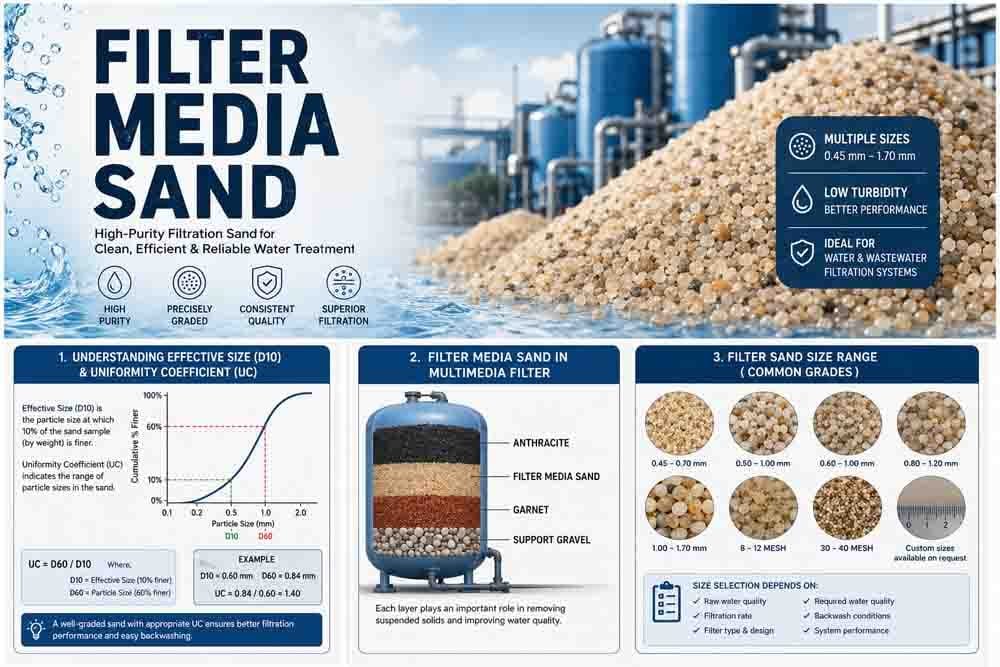 Filter media sand for water treatment and filtration